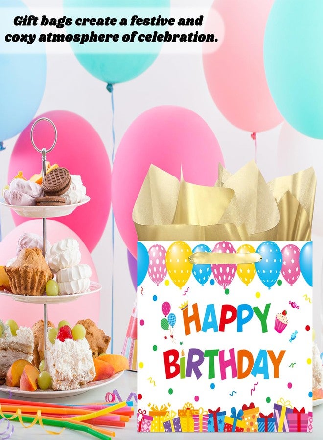 WNINK Large Birthday Gift Paper Bag with Tissue Paper & Card, 13 Inch Happy Birthday Balloon Design Gift Bag for Men, Women & Kids, Colorful Party Gift Bag - Image 2